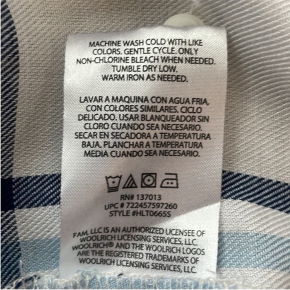 Woolrich Women's White and Blue Plaid Button Up Shirt. Size Small. NWT. - Picture 13 of 13